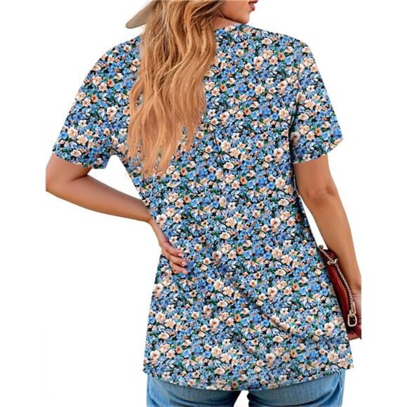 BRAND NEW Women Tunic Tops Casual Henley Short Sleeve Shirts - Picture 5 of 7